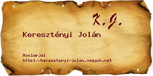 Keresztényi Jolán névjegykártya